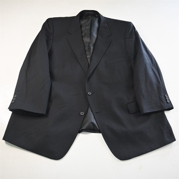 Petrocelli‎ 50S Black Herringbone 100% Wool Mens Blazer Suit Jacket Sport Coat